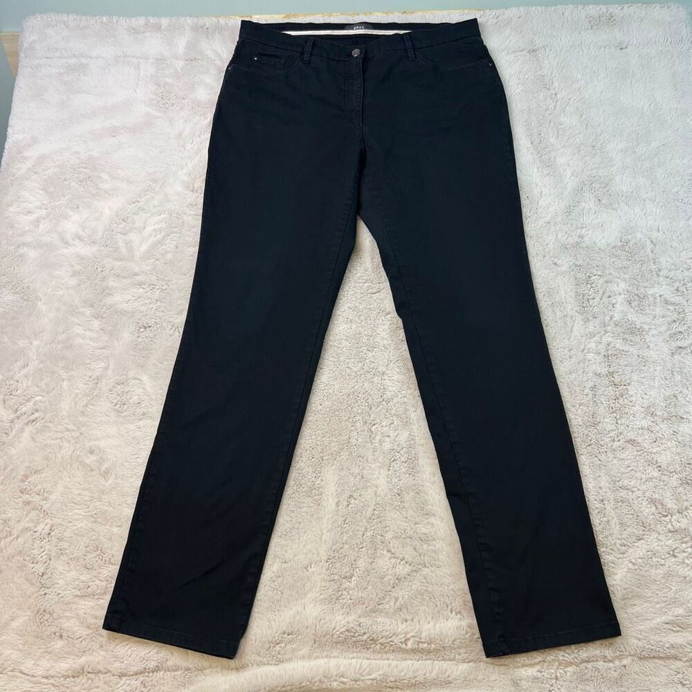 Brax Black Pants Trousers Womens Size 34x32 Office Wear Straight Leg Stretch